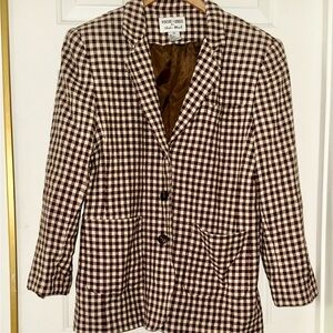 Vintage Charles Glueck Focus 2000 Brown and White Checkered Jacket